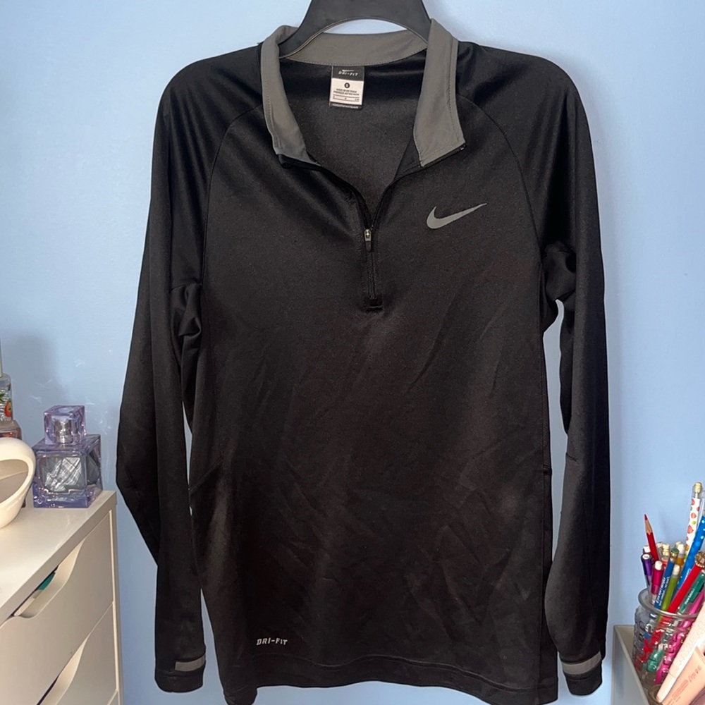 Black Nike dry fit quarter zip collared shirt